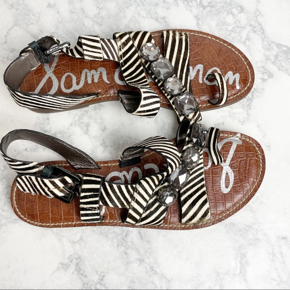 Sam Edelman Shoes - Sam Edelman Dailey Cow Fur Gem Stone Sandals